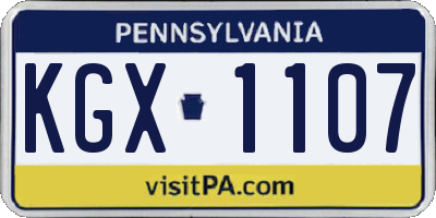 PA license plate KGX1107