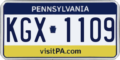 PA license plate KGX1109