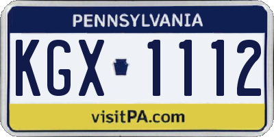 PA license plate KGX1112