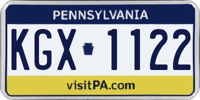 PA license plate KGX1122