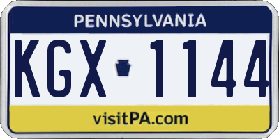 PA license plate KGX1144