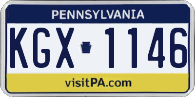 PA license plate KGX1146