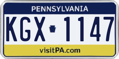 PA license plate KGX1147
