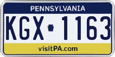 PA license plate KGX1163
