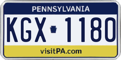 PA license plate KGX1180