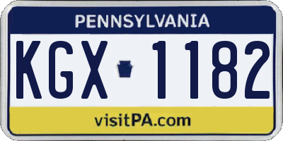 PA license plate KGX1182