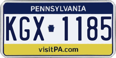 PA license plate KGX1185