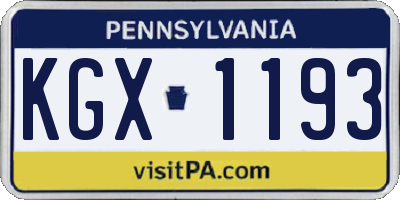 PA license plate KGX1193