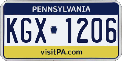 PA license plate KGX1206