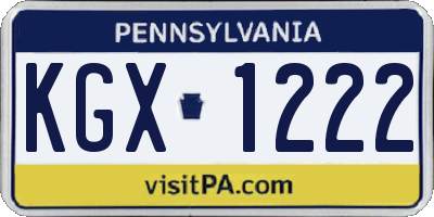 PA license plate KGX1222