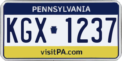 PA license plate KGX1237