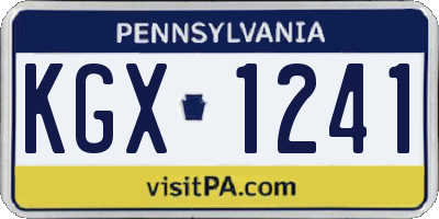 PA license plate KGX1241