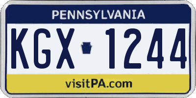 PA license plate KGX1244