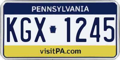 PA license plate KGX1245