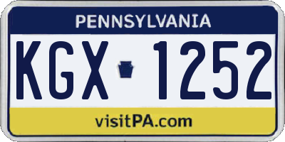 PA license plate KGX1252