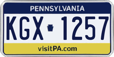 PA license plate KGX1257