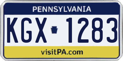 PA license plate KGX1283