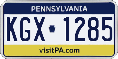 PA license plate KGX1285