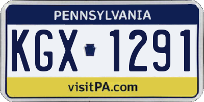 PA license plate KGX1291
