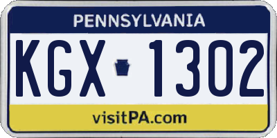 PA license plate KGX1302
