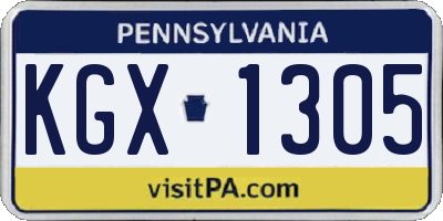 PA license plate KGX1305