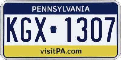 PA license plate KGX1307