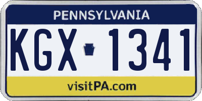 PA license plate KGX1341