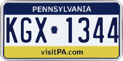 PA license plate KGX1344