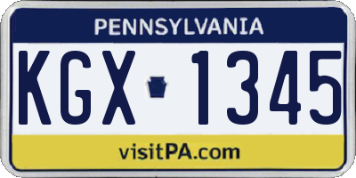 PA license plate KGX1345