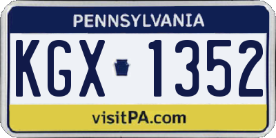 PA license plate KGX1352