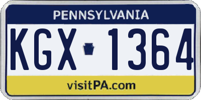 PA license plate KGX1364