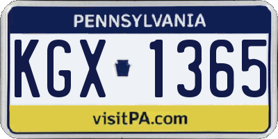 PA license plate KGX1365