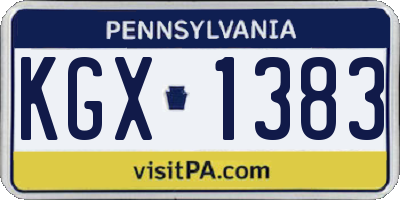 PA license plate KGX1383