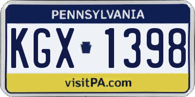 PA license plate KGX1398