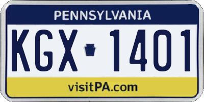 PA license plate KGX1401