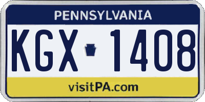 PA license plate KGX1408