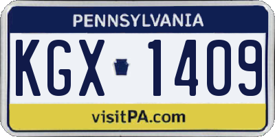 PA license plate KGX1409