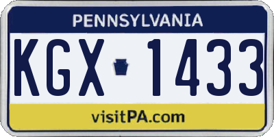 PA license plate KGX1433