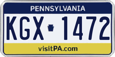 PA license plate KGX1472