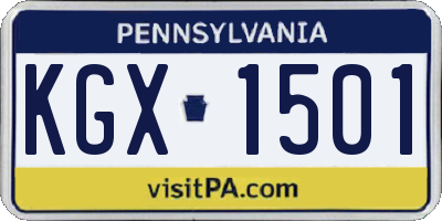 PA license plate KGX1501