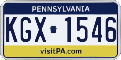 PA license plate KGX1546
