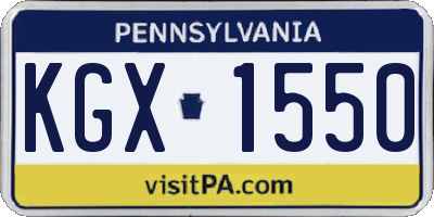 PA license plate KGX1550