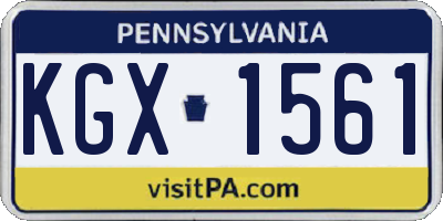 PA license plate KGX1561