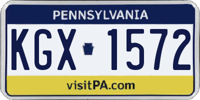 PA license plate KGX1572