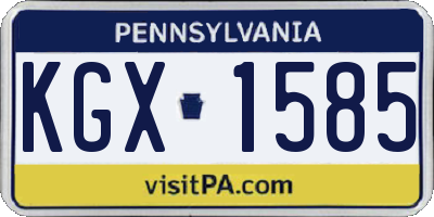 PA license plate KGX1585
