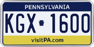 PA license plate KGX1600