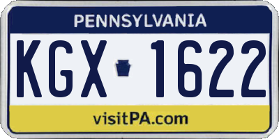 PA license plate KGX1622