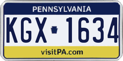 PA license plate KGX1634