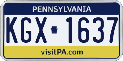 PA license plate KGX1637