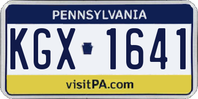 PA license plate KGX1641
